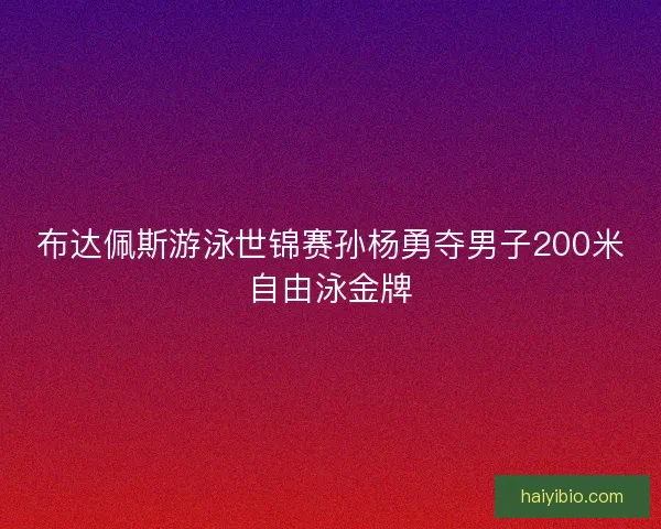 布达佩斯游泳世锦赛孙杨勇夺男子200米自由泳金牌